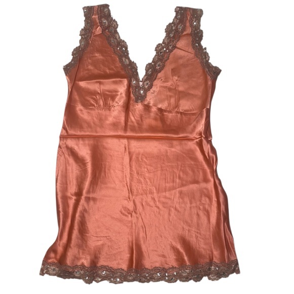 Gold Hawk 100% Silk & Lace Tunic In Coral - Picture 1 of 12